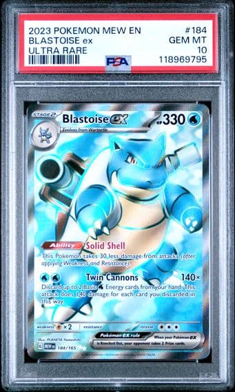 2023 #184 Blastoise EX PSA 10 Mew EN-151 Pokemon