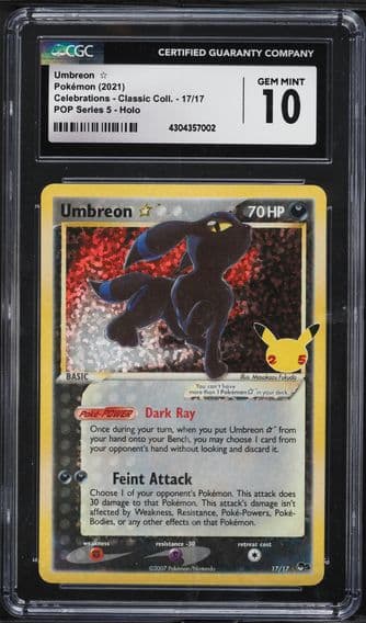 2021 #17 Umbreon-Gold Star CGC 10 Celebrations Classic Collection Pokemon
