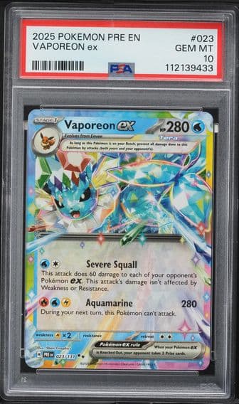 2025 #023 Vaporeon EX PSA 10 Pre EN-Prismatic Evolutions Pokemon