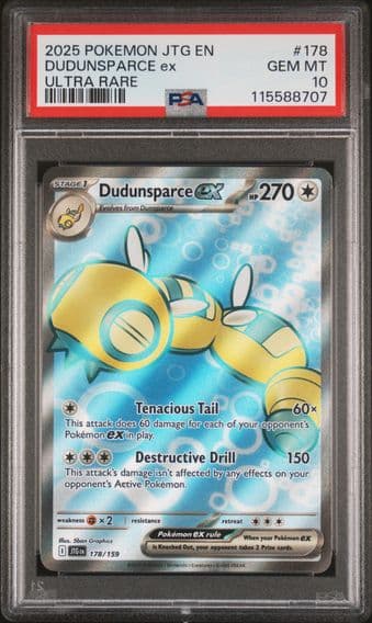 2025 #178 Dudunsparce EX PSA 10 Jtg EN-Journey Together Pokemon