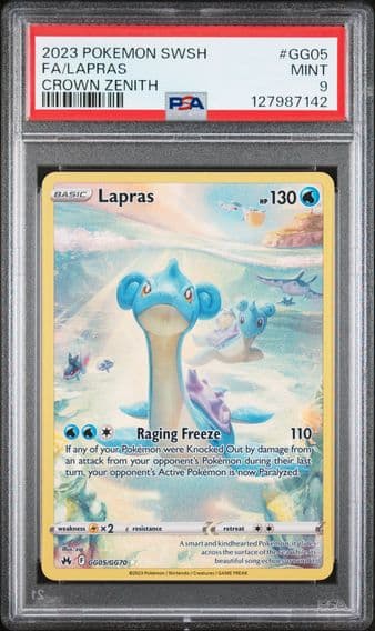 2023 #GG05 Full Art/Lapras PSA 9 Sword and Shield Crown Zenith Pokemon