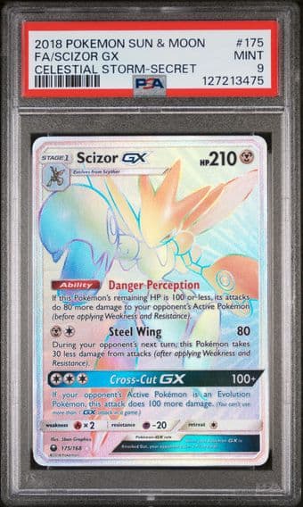 2018 #175 Full Art/Scizor GX PSA 9 Sun & Moon Celestial Storm Pokemon