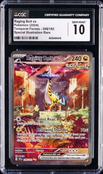 2024 #208 Raging Bolt EX CGC 10 Tef EN-Temporal Forces Pokemon