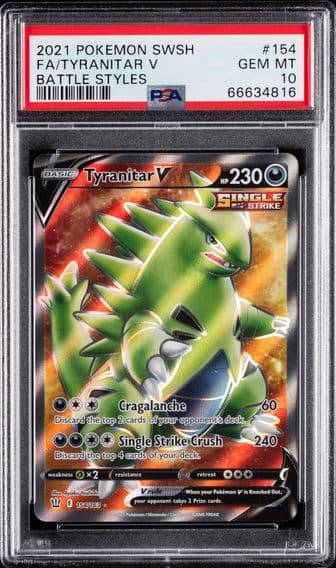 2021 #154 Full Art/Tyranitar V PSA 10 Sword & Shield Battle Styles Pokemon