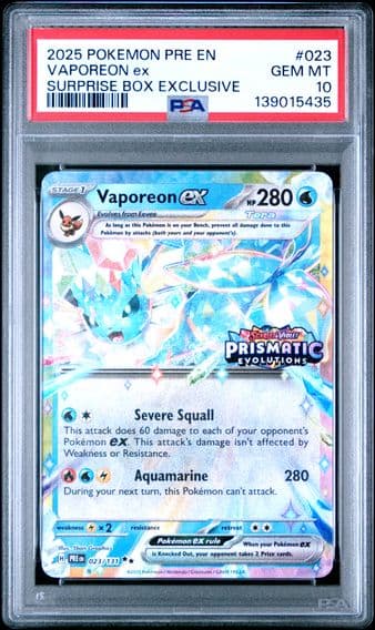 2025 #023 Vaporeon EX PSA 10 Pre EN-Prismatic Evolutions Pokemon