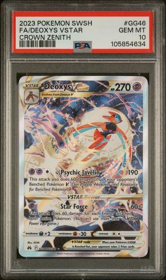 2023 #GG46 Full Art/Deoxys Vstar PSA 10 Sword and Shield Crown Zenith Pokemon