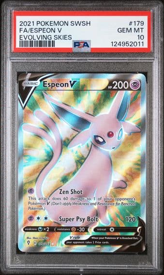2021 #179 Full Art/Espeon V PSA 10 Sword & Shield Evolving Skies Pokemon