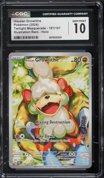 2024 #181 Hisuian Growlithe CGC 10 Twm EN-Twilight Masquerade Pokemon