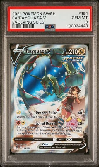 2021 #194 Full Art/Rayquaza V PSA 10 Sword & Shield Evolving Skies Pokemon