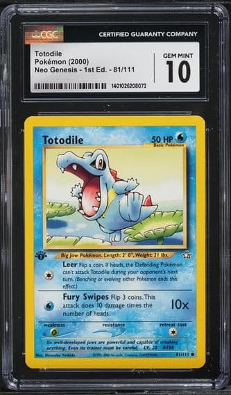 2000 #81 NEO GENESIS 1ST EDITION TOTODILE CGC 10 POKEMON