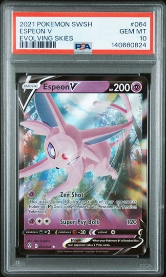 2021 #064 Espeon V PSA 10 Sword & Shield Evolving Skies Pokemon
