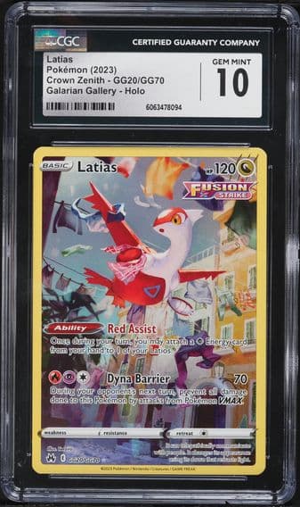 2023 #GG20 Full Art/Latias CGC 10 Sword and Shield Crown Zenith Pokemon