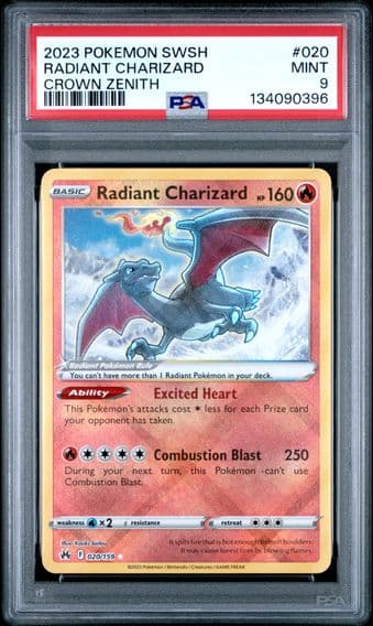 2023 #020 Radiant Charizard PSA 9 Sword and Shield Crown Zenith Pokemon