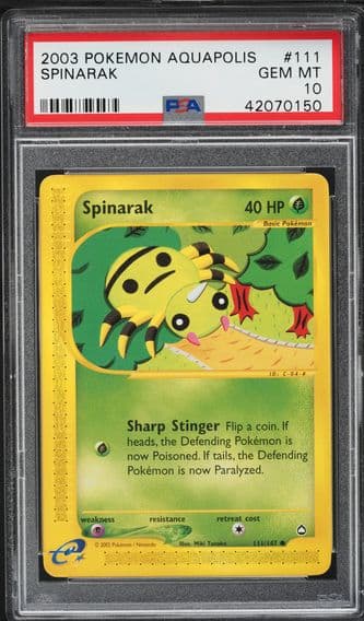 2003 #111 Spinarak PSA 10 Aquapolis Pokemon