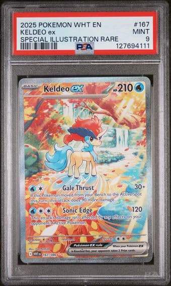 2025 #167 Keldeo EX PSA 9 Wht EN-White Flare Pokemon