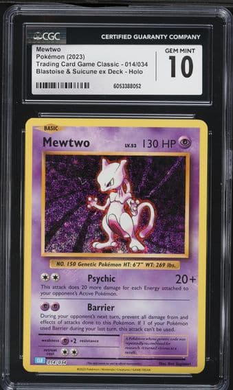 2023 #014 Mewtwo CGC 10 Trading Card Game Classic - CLV, CLC, CLB - English Pokemon