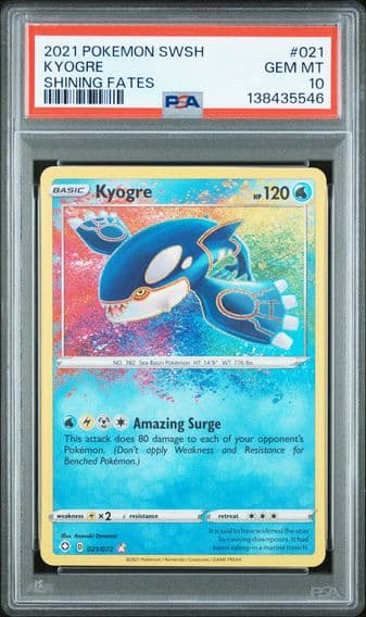 2021 #021 Kyogre PSA 10 Sword & Shield Shining Fates Pokemon