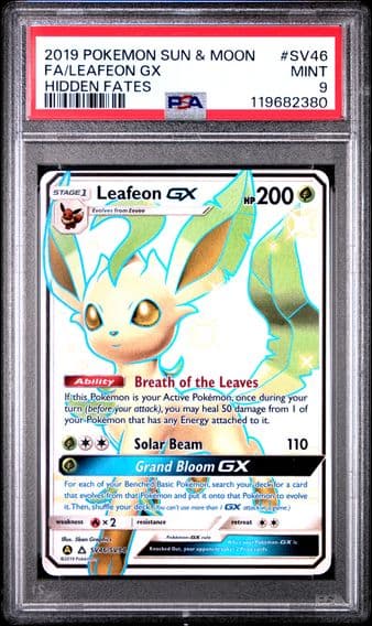 2019 #SV46 Full Art/Leafeon GX PSA 9 Sun & Moon Hidden Fates Pokemon