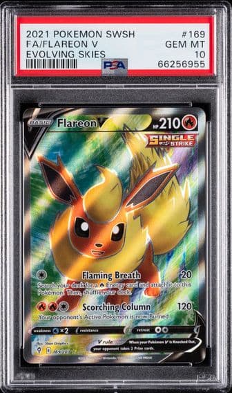 2021 #169 Full Art/Flareon V PSA 10 Sword & Shield Evolving Skies Pokemon