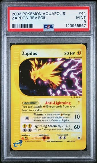 2003 #44 Zapdos-Reverse Foil PSA 9 Aquapolis Pokemon