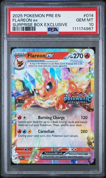 2025 #014 Flareon EX PSA 10 Pre EN-Prismatic Evolutions Pokemon