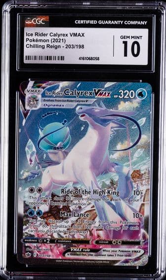 2021 #203 Full Art/Ice Rider Calyrex Vmax CGC 10 Sword & Shield Chilling Reign Pokemon