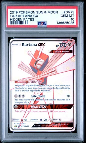 2019 #SV73 Full Art/Kartana GX PSA 10 Sun & Moon Hidden Fates Pokemon