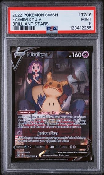 2022 #TG16 Full Art/Mimikyu V PSA 9 Sword & Shield Brilliant Stars Pokemon