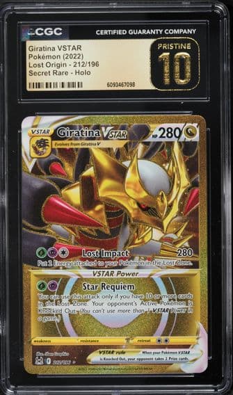 2022 #212 Full Art/Giratina Vstar CGC 10 Pristine Sword & Shield Lost Origin Pokemon