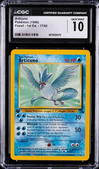 1999 #17 Articuno 1st Edition CGC 10 Fossil Pokemon