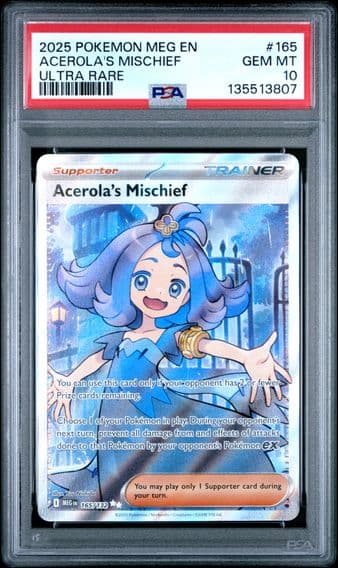 2025 #165 Acerola's Mischief PSA 10 Meg EN-Mega Evolution Pokemon