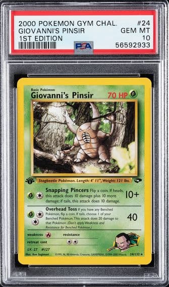2000 #24 GIOVANNI'S PINSIR PSA 10 POKEMON GYM CHALLENGE | 1ST EDITION