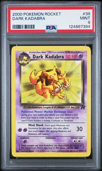2000 #39 Dark Kadabra PSA 9 Rocket Pokemon
