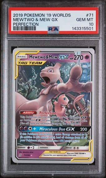 2019 #71 Mewtwo & Mew GX PSA 10 2019 World Championships Deck: Perfection Pokemon