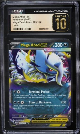 2025 #86 Mega Absol ex CGC 10 PRISTINE Pokemon Mega Evolution Holo