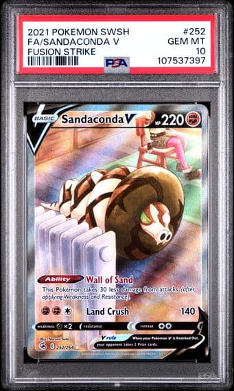 2021 #252 Full Art/Sandaconda V PSA 10 Sword & Shield Fusion Strike Pokemon