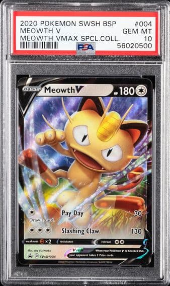 2020 #4 Meowth V PSA 10 Swsh Black Star Promo Pokemon