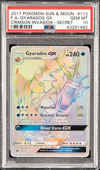 2017 #112 FULL ART/GYARADOS GX PSA 10 POKEMON SUN & MOON CRIMSON INVASION | SECRET