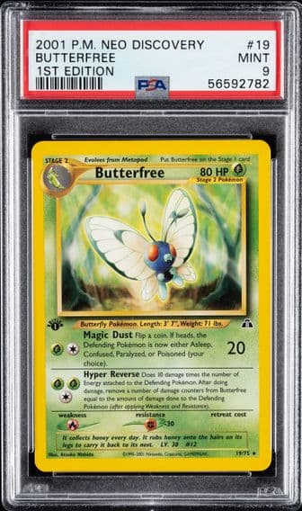 2001 #19 BUTTERFREE PSA 9 POKEMON NEO DISCOVERY | 1ST EDITION