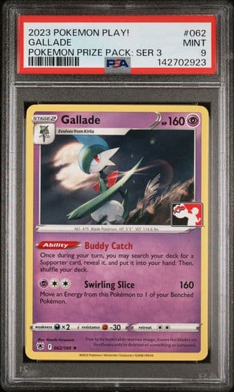 2023 #062 Gallade PSA 9 Play! Prize Pack: Series 3 Pokemon