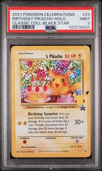 2021 #24 Birthday Pikachu-Holo PSA 9 Celebrations Classic Collection Pokemon