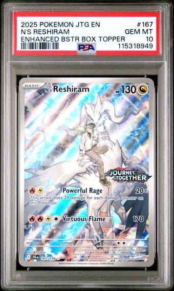 2025 #167 N's Reshiram PSA 10 Jtg EN-Journey Together Pokemon