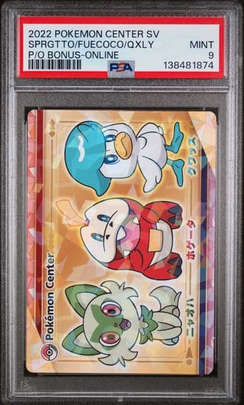2022 #NA Fuecoco/Quaxly/Sprigatito PSA 9 Center Scarlet & Violet Pre-Order Bonus Pokemon