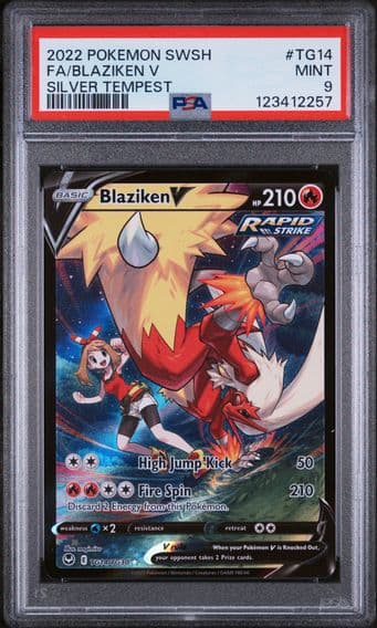 2022 #TG14 Full Art/Blaziken V PSA 9 Sword & Shield Silver Tempest Pokemon