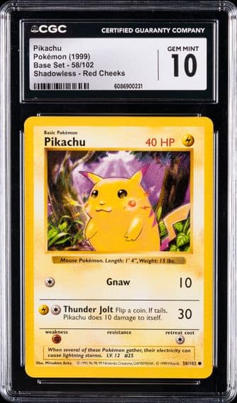 1999 #58 Pikachu CGC 10 Game Pokemon