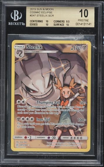 2019 #247 Full Art/Steelix BGS 10 Sun & Moon Cosmic Eclipse Pokemon