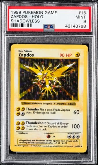 1999 #16 Zapdos-Holo PSA 9 Game Pokemon