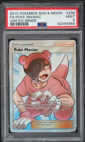 2019 #236 Full Art/Poke Maniac PSA 9 Sun & Moon Unified Minds Pokemon
