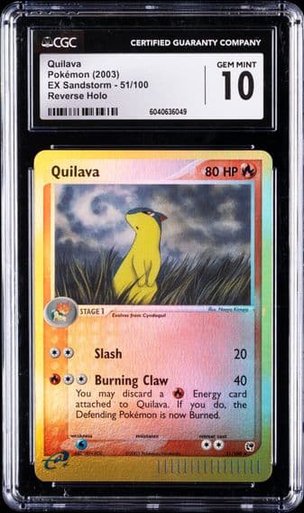 2003 #51 Quilava Reverse Holo CGC 10 EX Sandstorm (2003 Copyright, w/ "e" Symbol) - English Pokemon