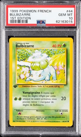 1999 #44 Bulbizarre 1st Edition PSA 10 French Pokemon